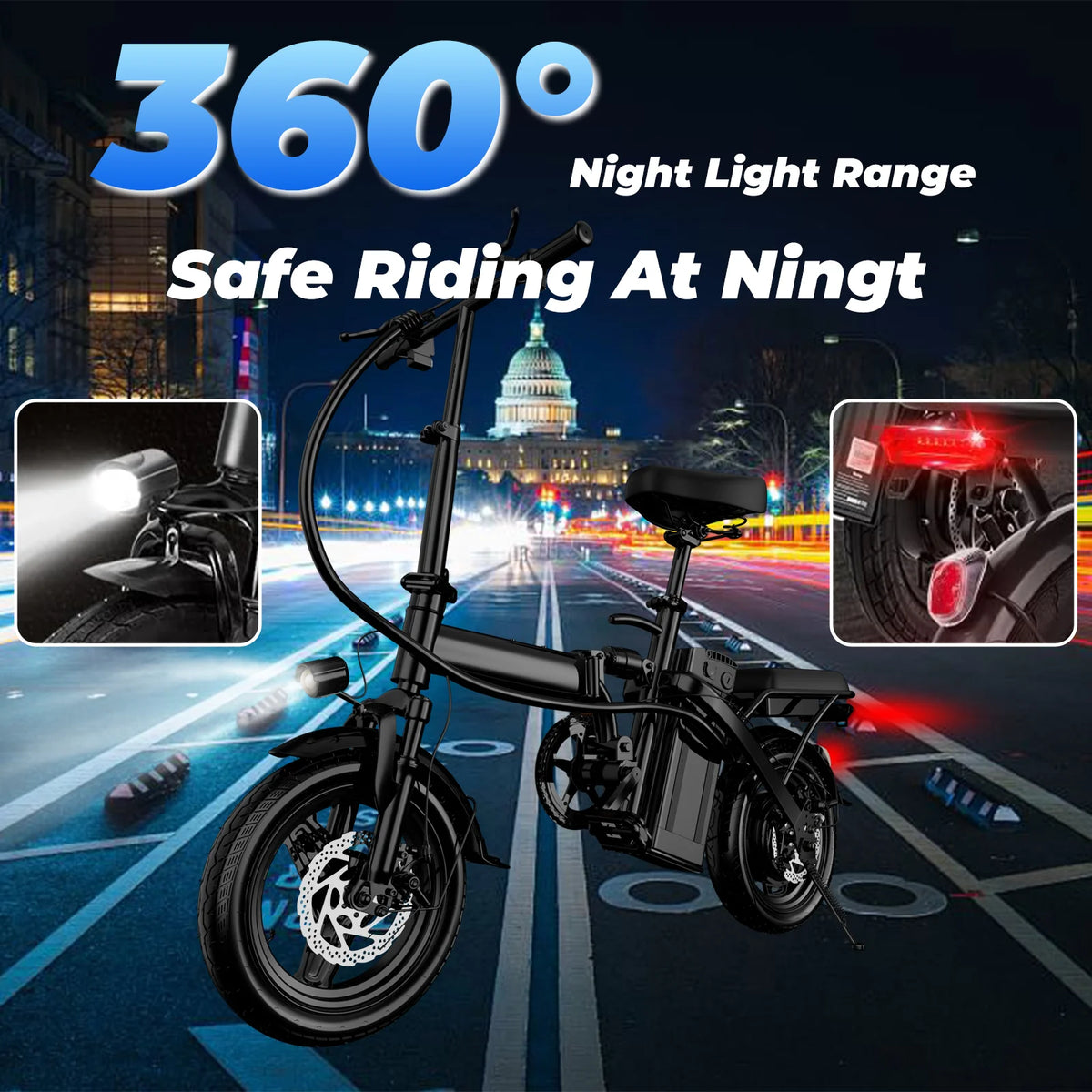 Folding Adult Electric Bike Smooth Ride & Removable Battery