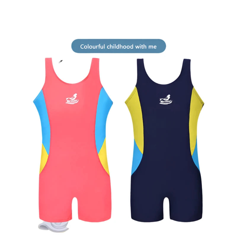 Boys' & Girls' Red & Blue One-Piece Swimwear

