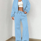 Ladies Polyester Suit Set: Slimming Two-Piece with Long Pants & Jacket 24 Hour Sport