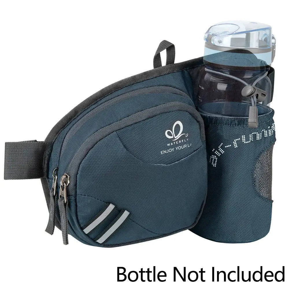 WATERFLY Fanny Pack Waist Bag For Women Men With Water Bottle Holder Hiking Belt Bum Bags For Running Walking DogWalking Travel