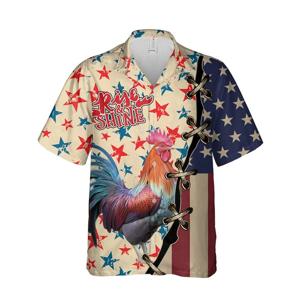 Men's Luxury Chicken Graphic Hawaiian Shirt Casual & Hip-Hop