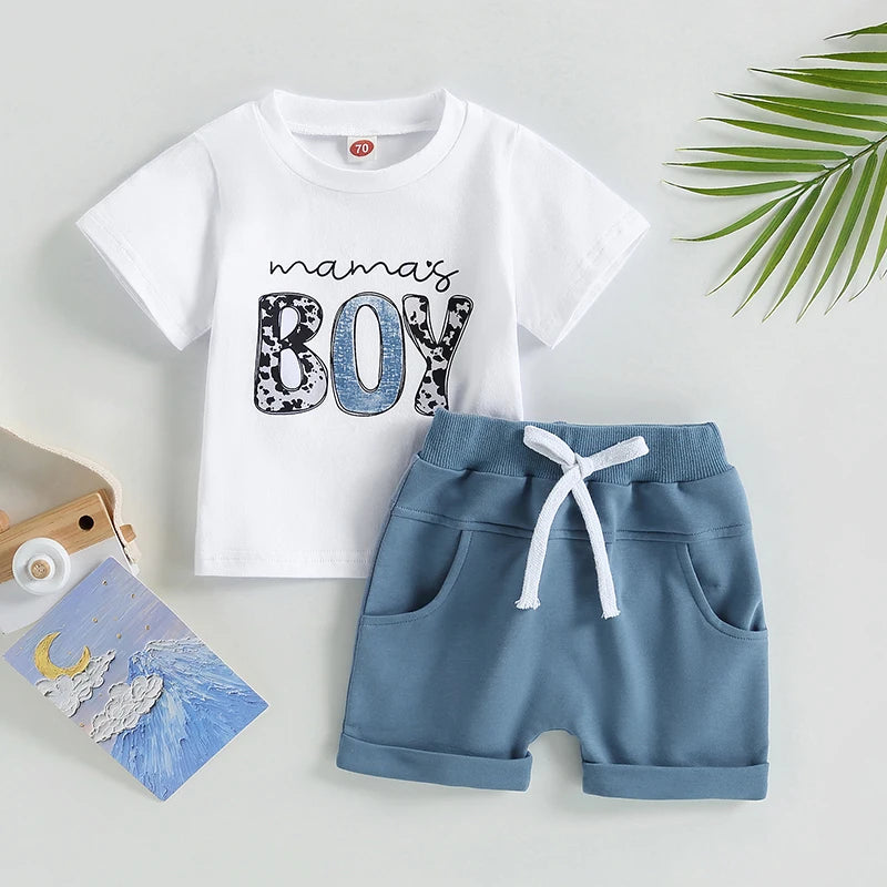 Toddler Boys Summer Outfit Set: Short Sleeve Tee & Shorts