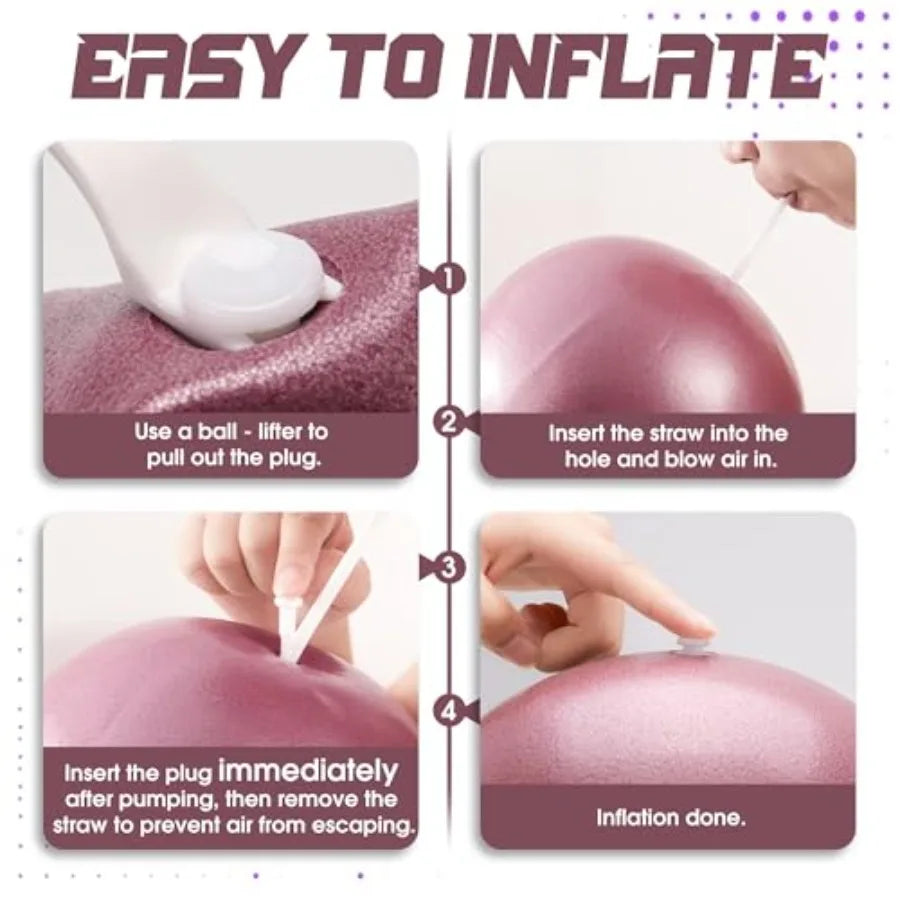 Pink Mini Exercise and Anti-Burst Yoga Ball for Core