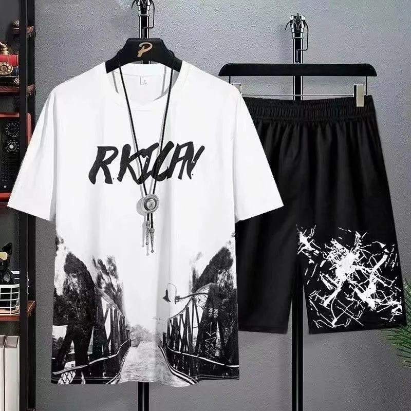 Summer Men's Manga Graffiti Tees Set