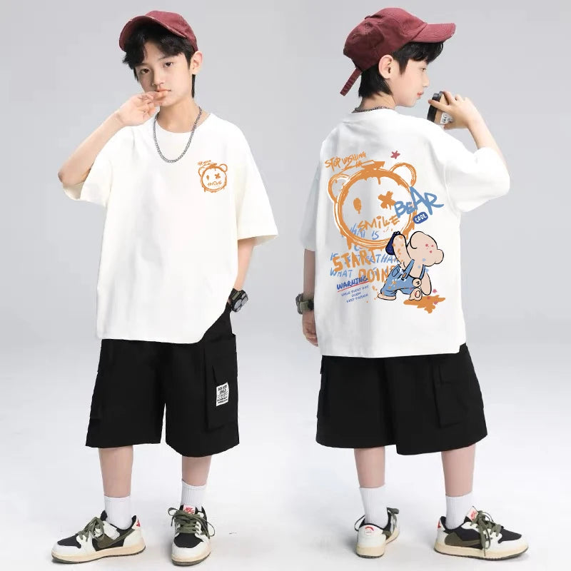 Kids' Graffiti Teddy Bear Streetwear T-Shirt