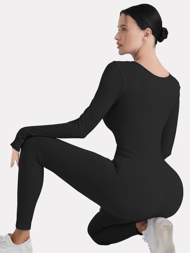 Sleek and Stylish: Ribbed Yoga Jumpsuit