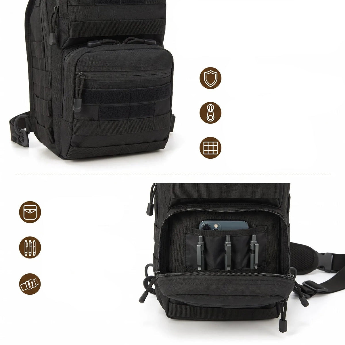 Compact Tactical Sling Backpack One-Shoulder Daypack