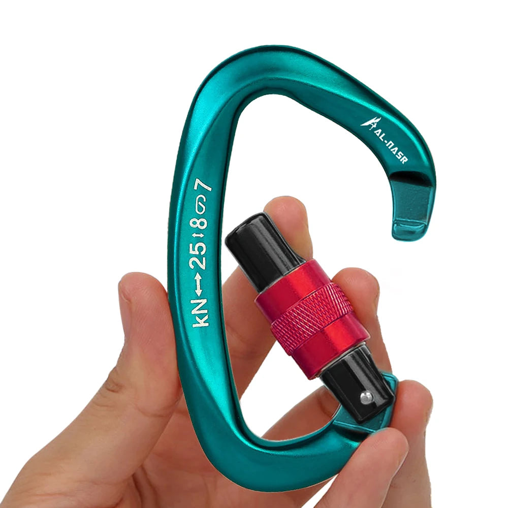 Professional Climbing Carabiner: D-Shaped, Screw-Lock, Heavy-Duty