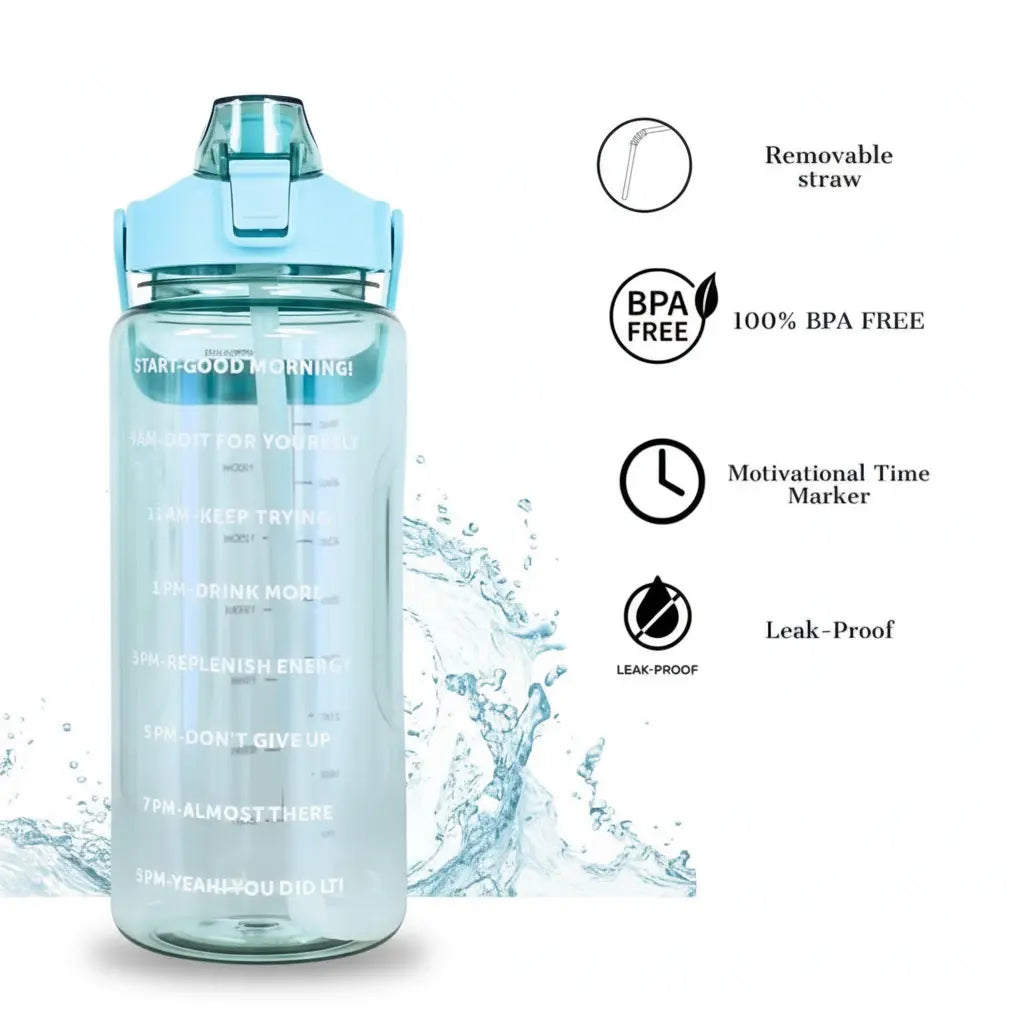 2L Water Bottle With Straw Large Capacity Sports Water Bottle - 24 Hour Sport