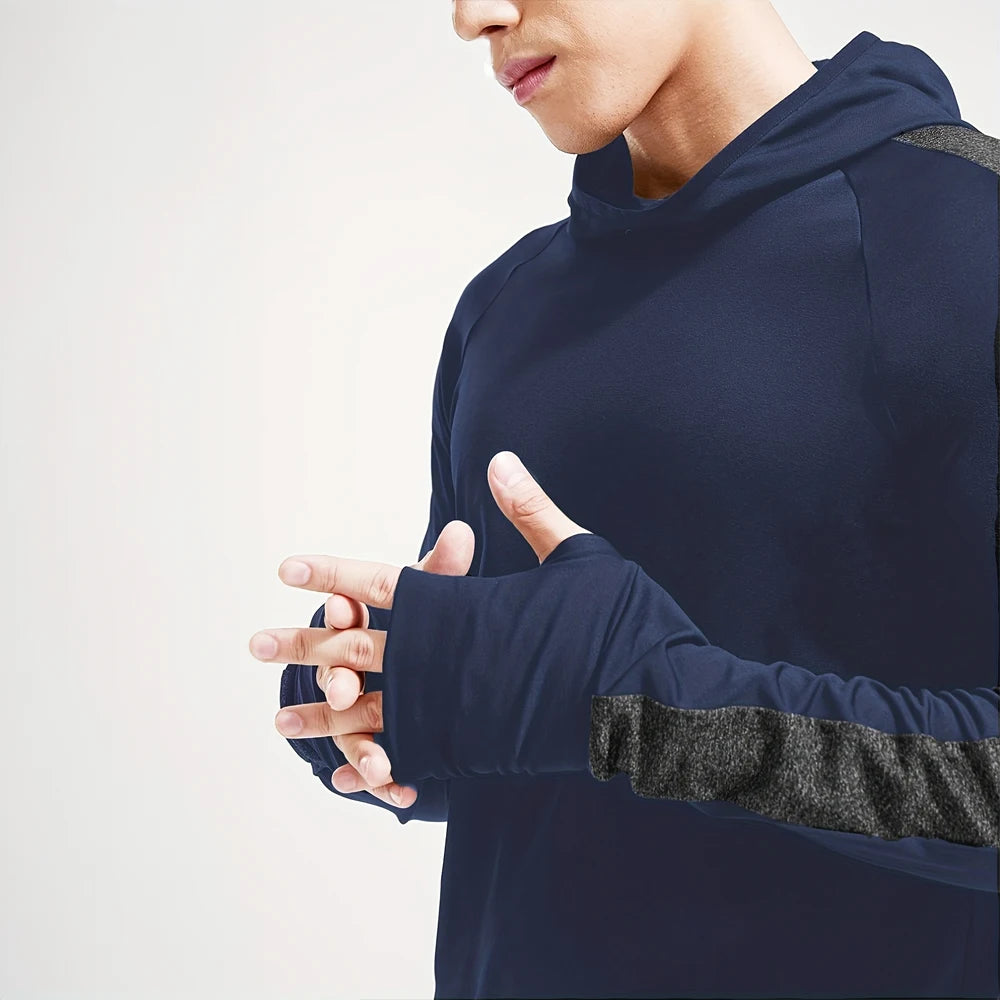 Breathable Men's Compression Hoodie for Autumn Runs