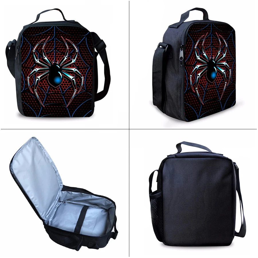 Spider Pattern 3-Piece Backpack Set for Kids & School