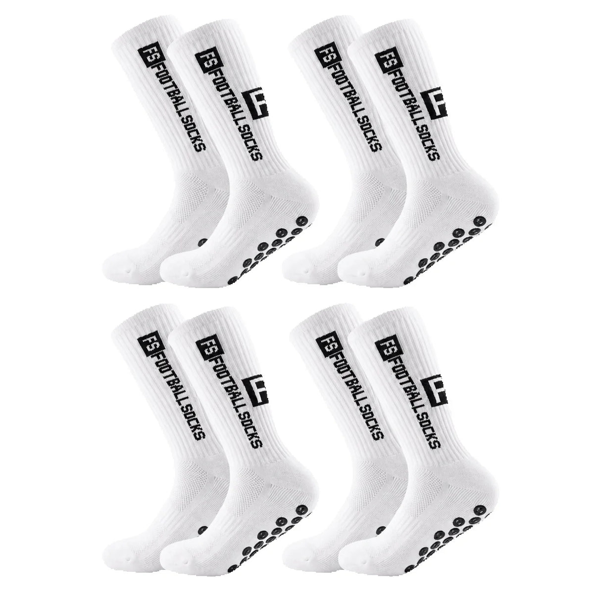 Non-Slip Breathable Mid-Calf Football Grip Socks - 4 Pack