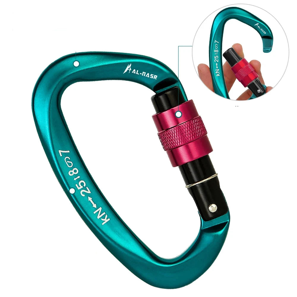 Professional Climbing Carabiner: D-Shaped, Screw-Lock, Heavy-Duty