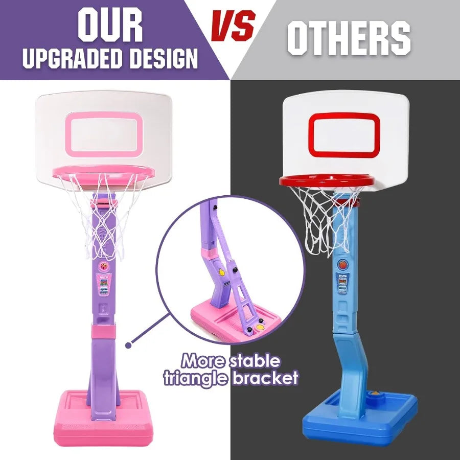 SUPER JOY Pink Toddler Basketball Hoop (1-5 Years Old)