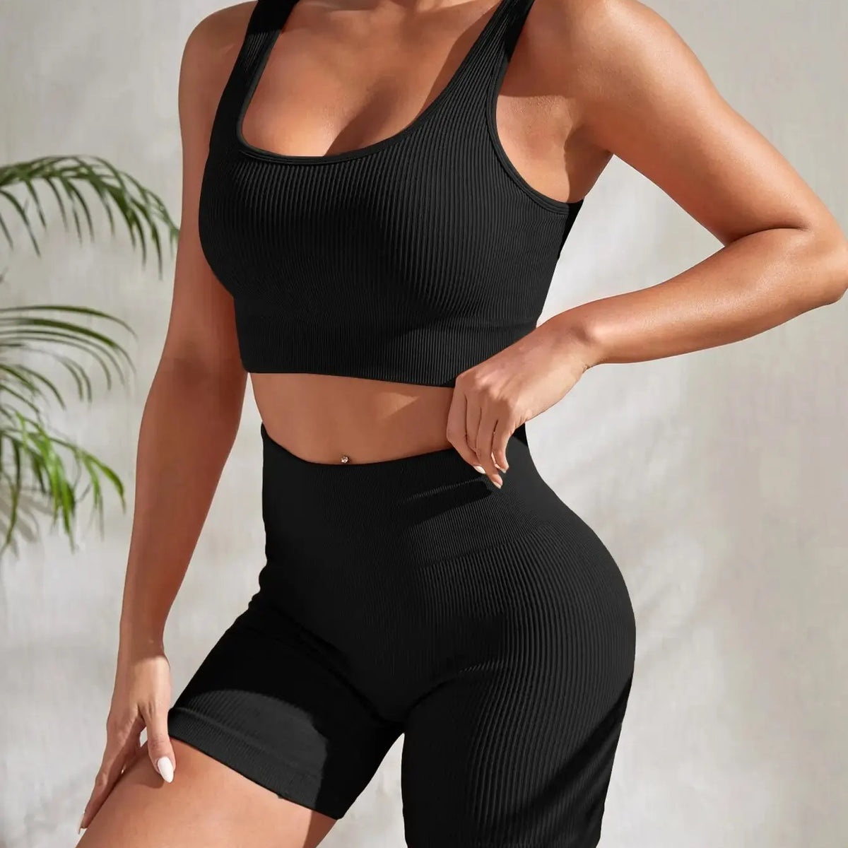 High-Waisted Ribbed Workout Sets