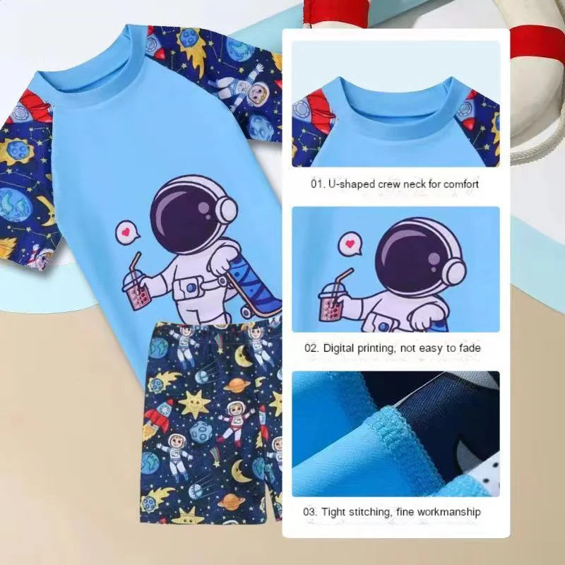 Cartoon-Cute Sun Protection Swimsuit for Boys