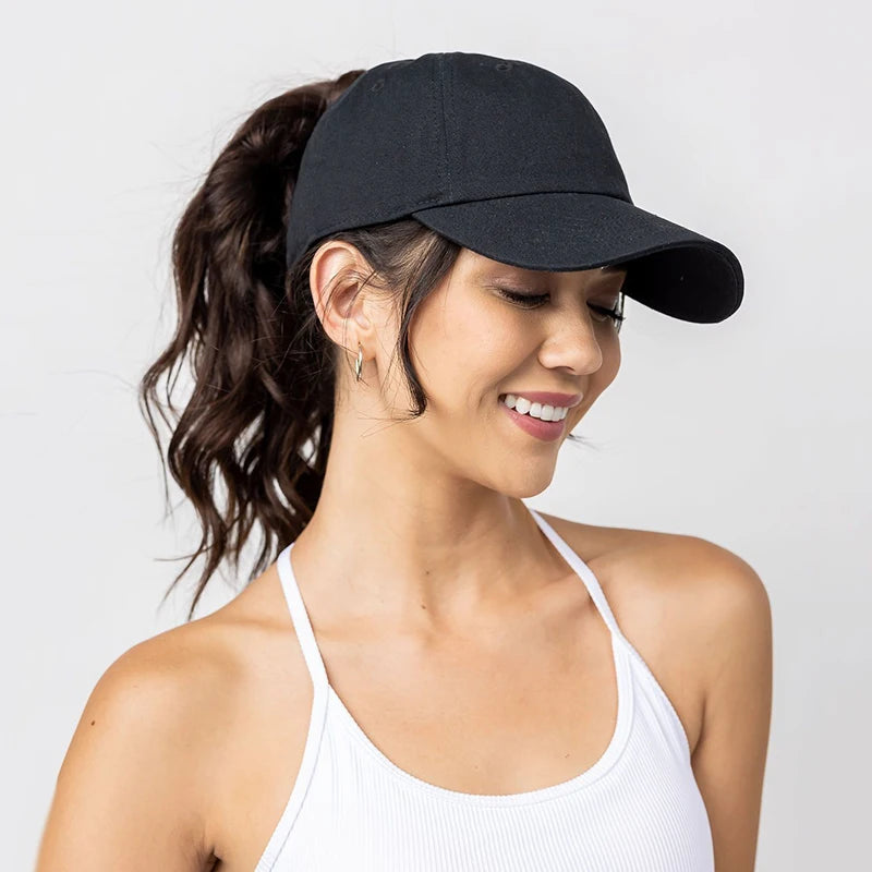 Baseball Cap with Ponytail Slot