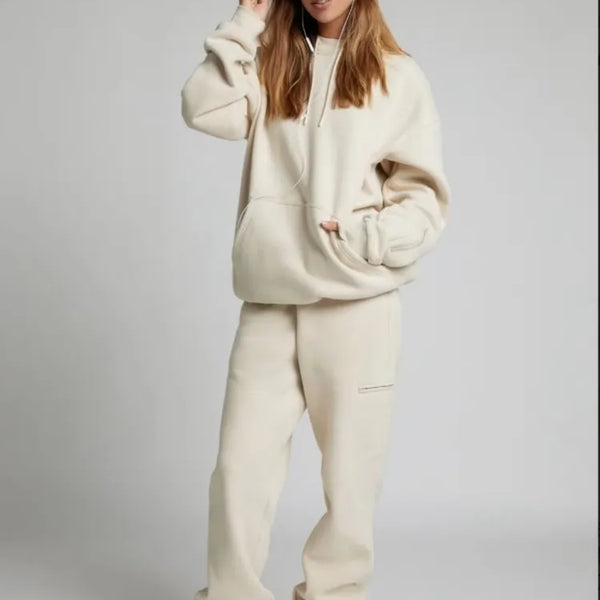 Autumn Winter Casual Two-Piece Set: Loose Pocket Hoodie & Pants