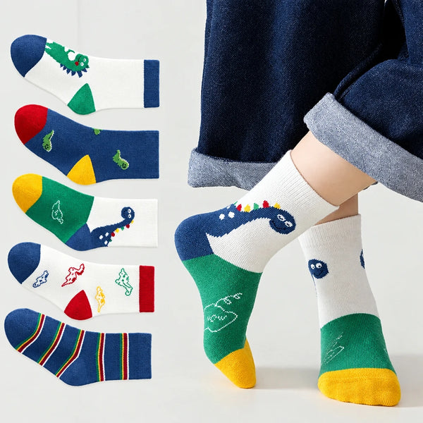 5-Pair Boys' Cotton Sport Socks for Kids