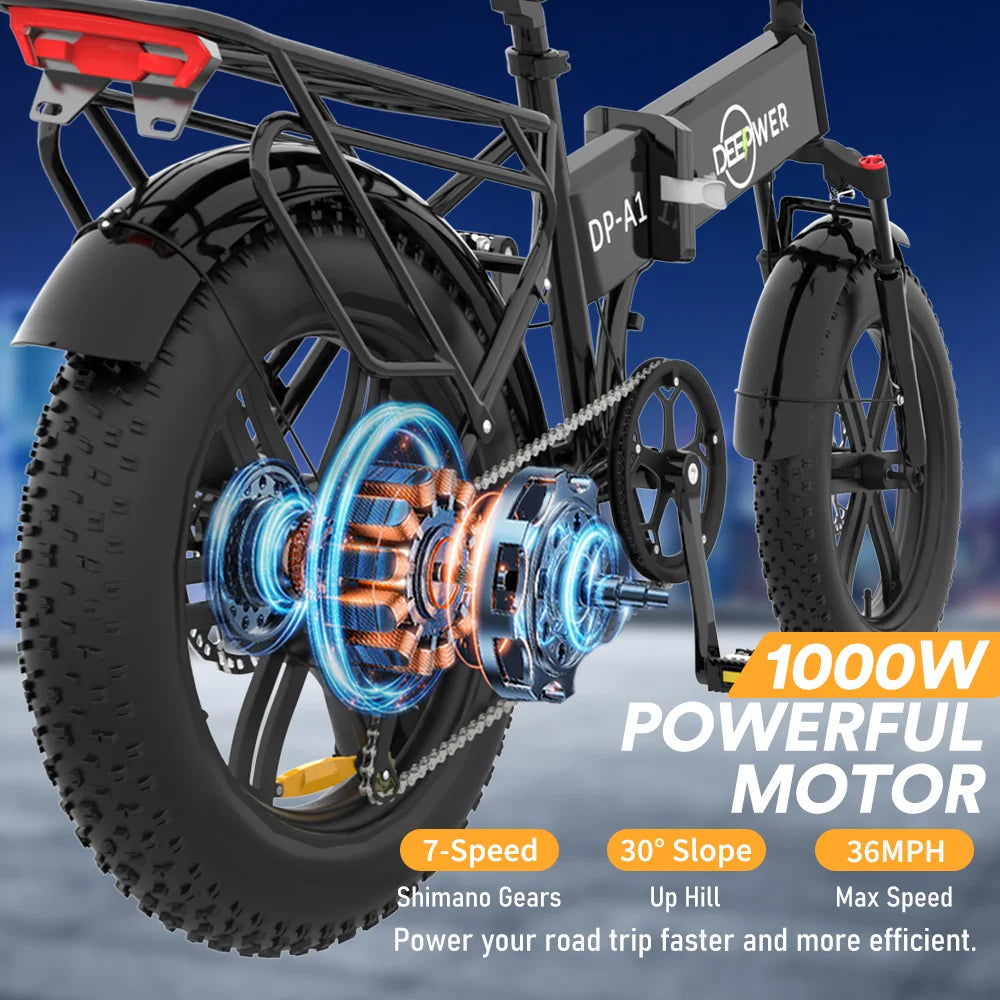 Mountain Folding E-Bike - 48V, 20AH Battery, 35-50 Miles