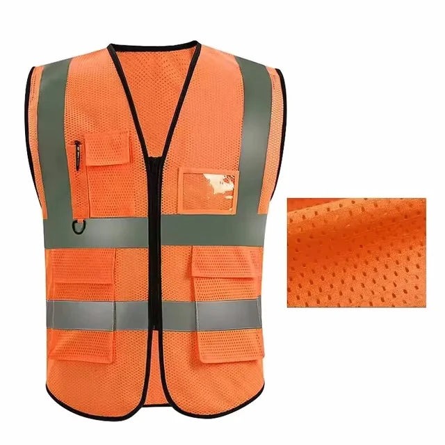 Reflective Safety Vest with Multiple Pockets