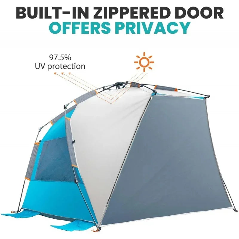 Easy-Set Up 4-Person Beach Tent with UV Protection