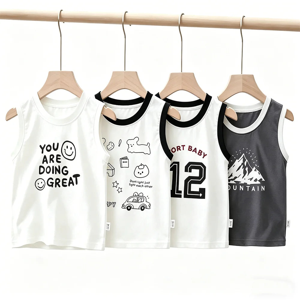 Comfortable Kids' Sleeveless Cotton Vests for Summer