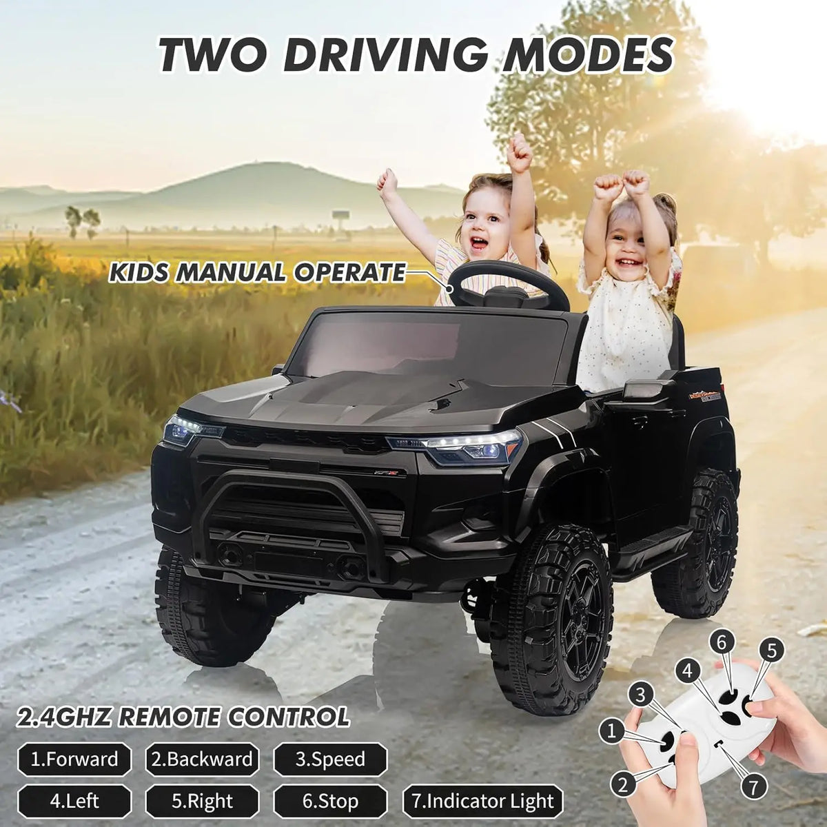 Dual Motor 4WD Electric Ride On Truck for Kids