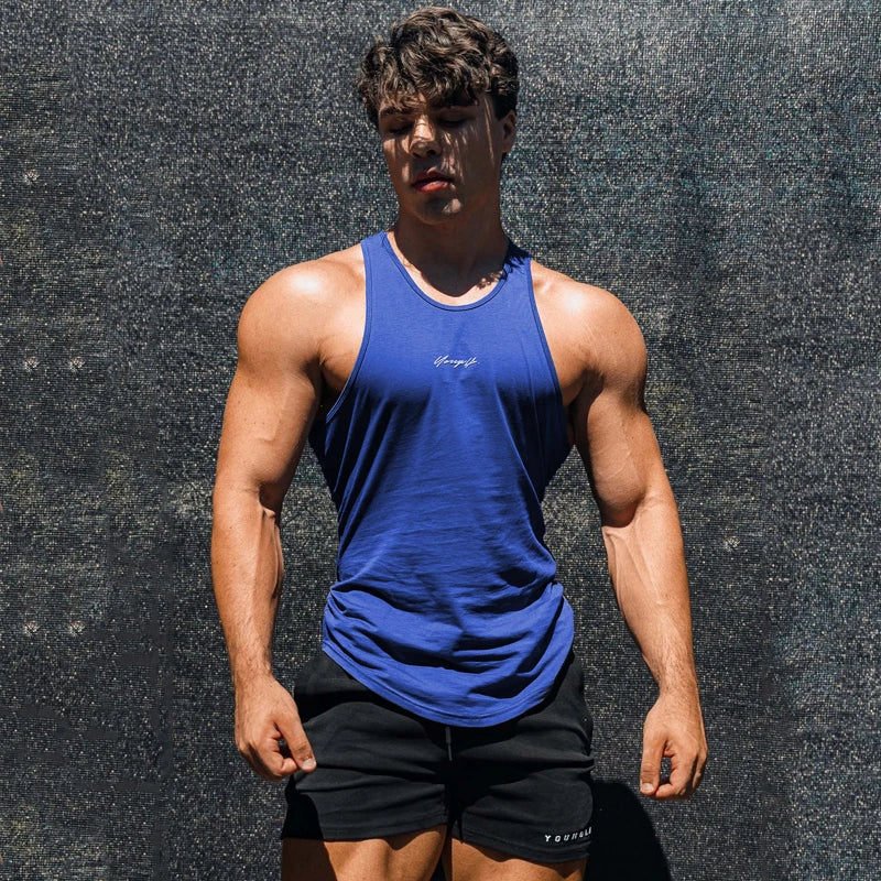 Printed Sleeveless T-Shirt for Men's Gym Workouts