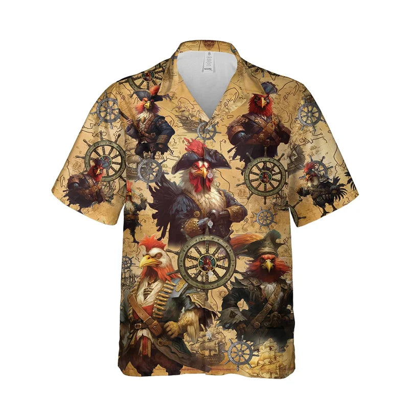 Men's Luxury Chicken Graphic Hawaiian Shirt Casual & Hip-Hop