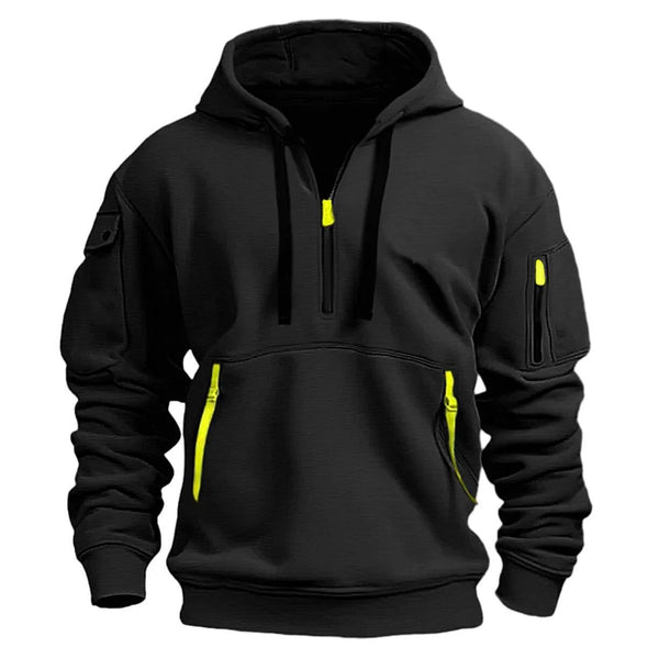 Men's Fashionable Fall Hoodie with Zipper and Pockets
