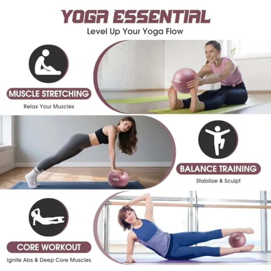 Pink Mini Exercise and Anti-Burst Yoga Ball for Core