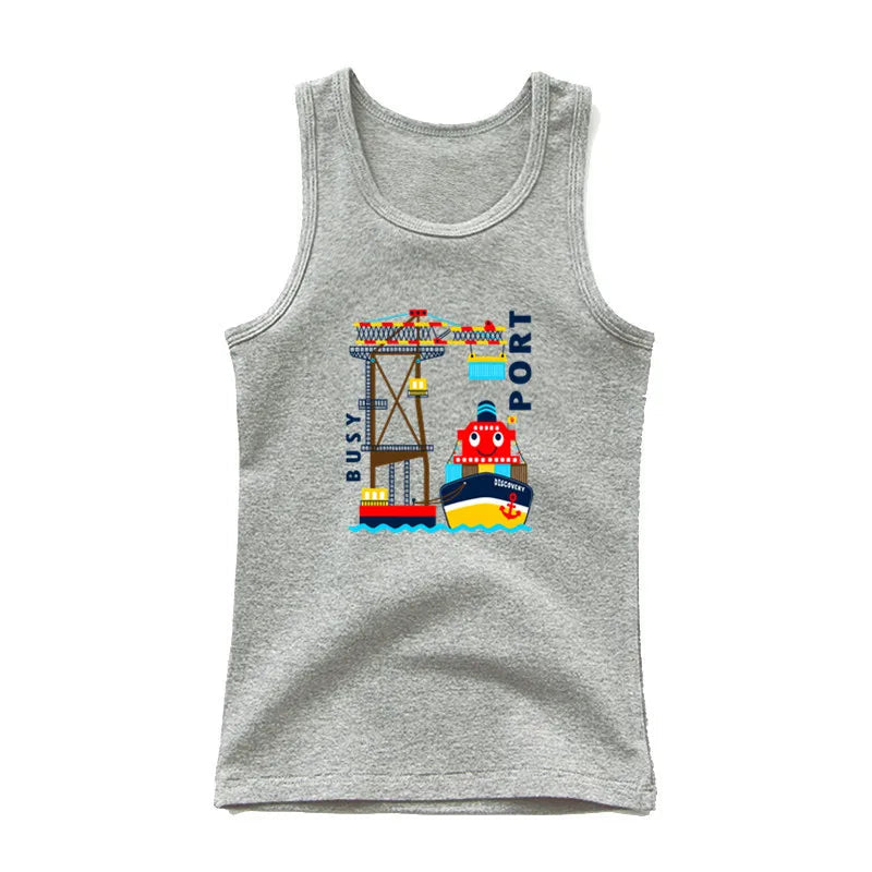Kids' Cotton Shark Tank Top Summer Sleeveless Shirt