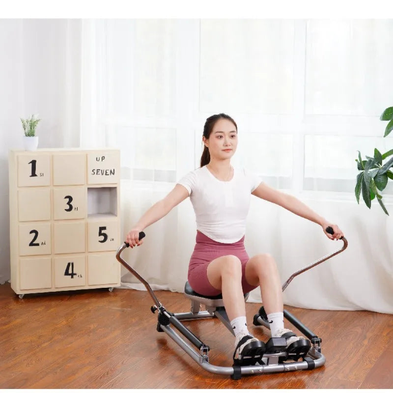 Foldable Hydraulic Rowing Machine with Single & Double Poles