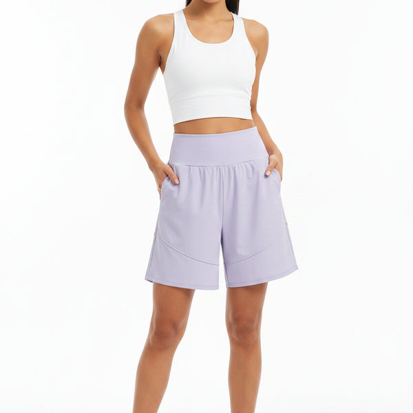 Women's High-Waisted Long Yoga Shorts with Pockets