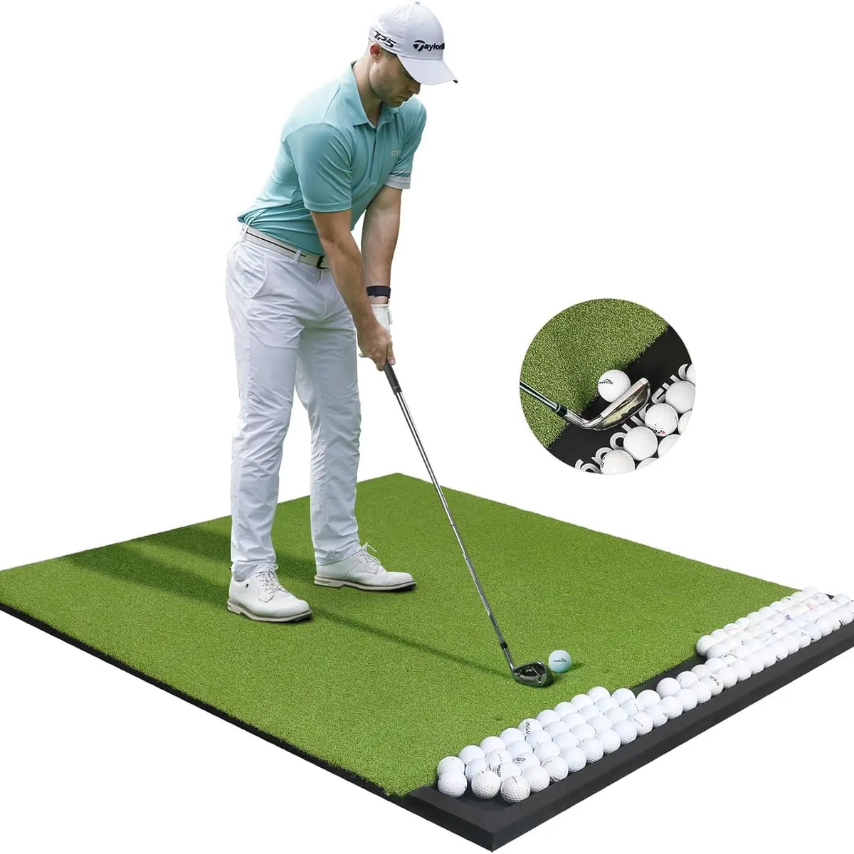 5x4ft Thick Golf Practice Mat with Ball Tray & Tees