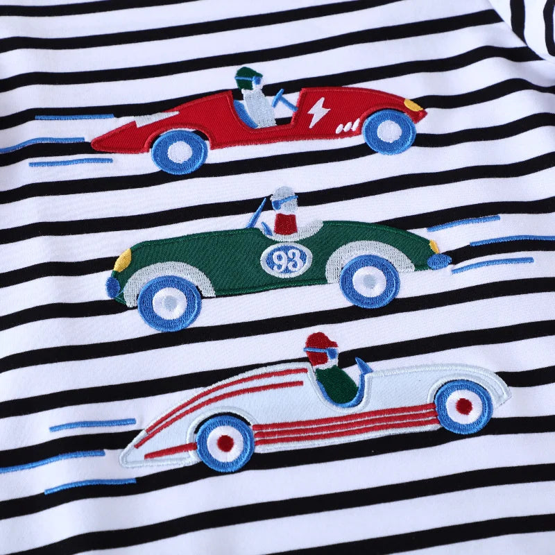 Kids' Striped Long Sleeve Tee Applique & Embroidered