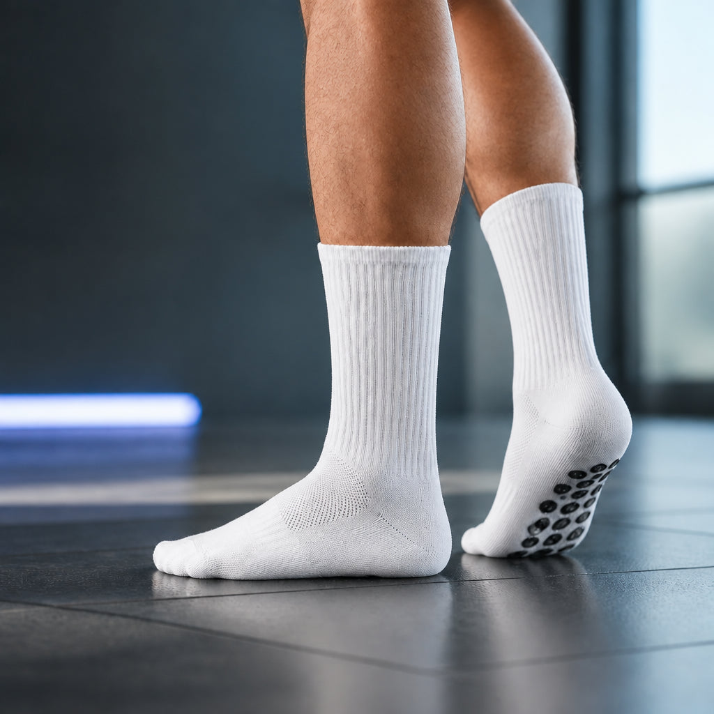 Non-Slip Breathable Mid-Calf Football Grip Socks - 4 Pack