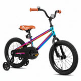Children's bike with training wheels on a white background