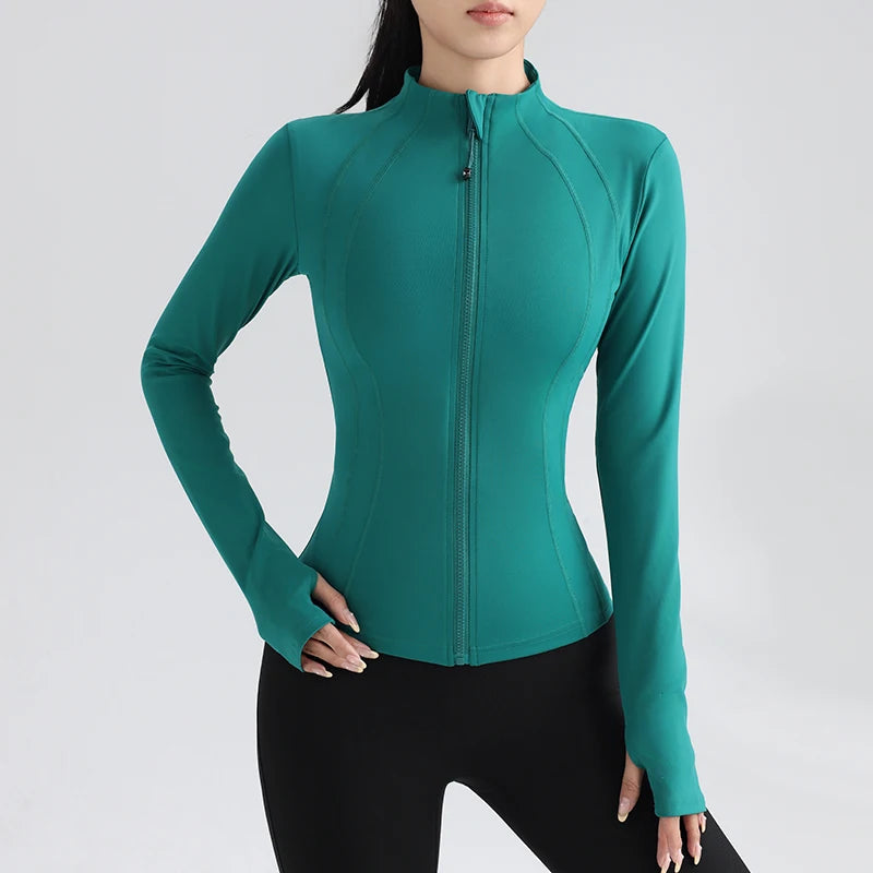 Women's Stretchy Running Jacket with Thumbholes