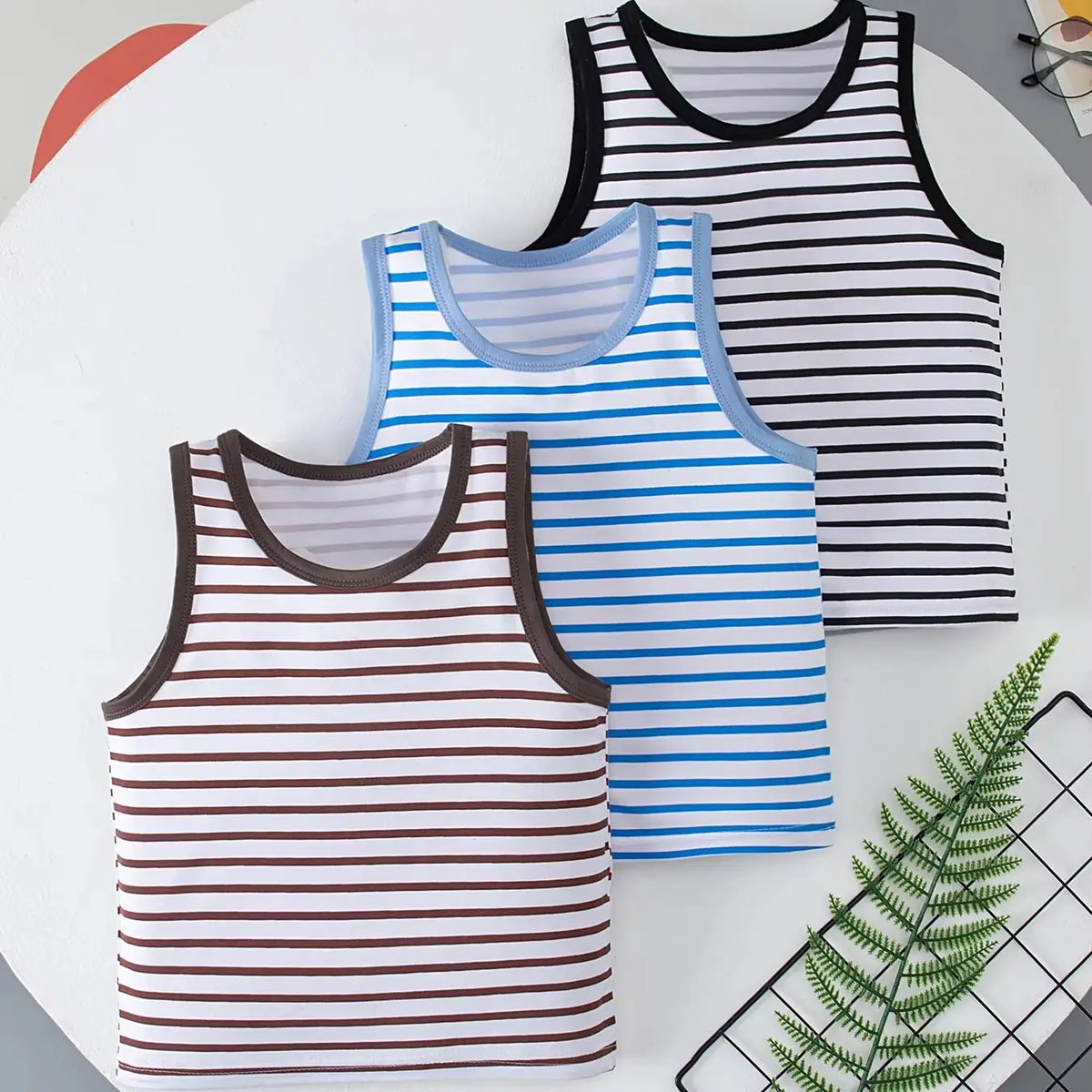 3-Pack Boys' Round Neck Casual Vests Versatile & Comfort