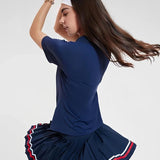 VITALINOVO Women 2 Pieces Athletic Skirt Set Outfits V Neck Polo Shirts High Waisted Pleated Tennis Skirts Golf Pickball Dress 24 Hour Sport