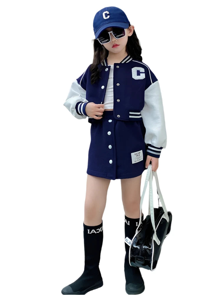 Baseball Jacket and Skirt Set for Teens







