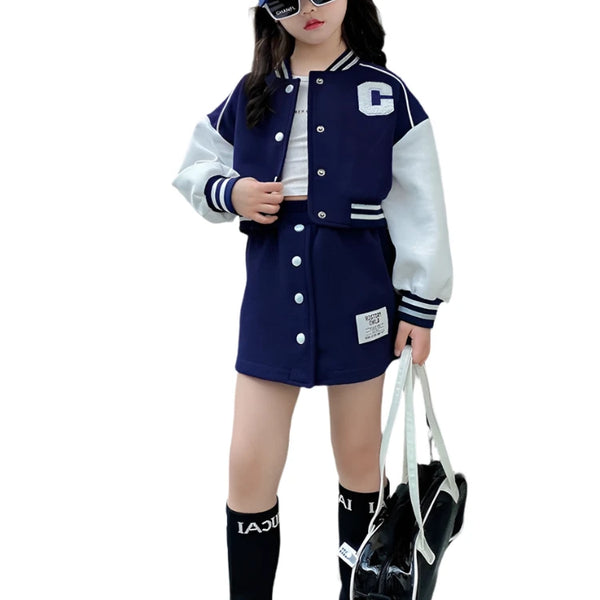 Baseball Jacket and Skirt Set for Teens







