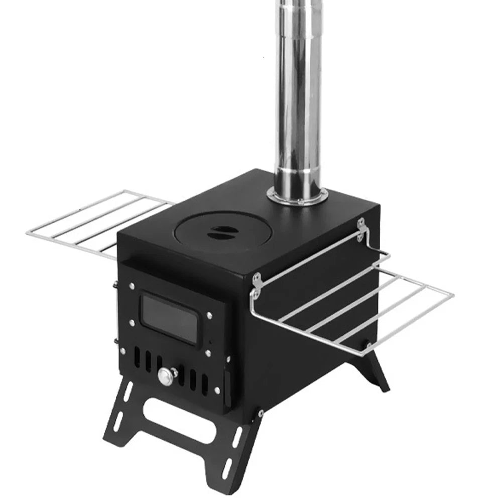 Stainless Steel Wood-Burning Camp Stove with Fire Window