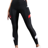 High-Waisted Colorblock Mesh Yoga Leggings with Pockets
