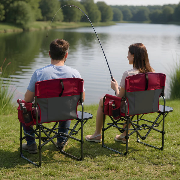 Heavy-Duty Portable Oversized Lawn Chair with Side Table & Cup Holder