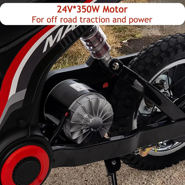 Kids 24V Ride-On Motorcycle - 135lb Capacity & 2-Speed Modes