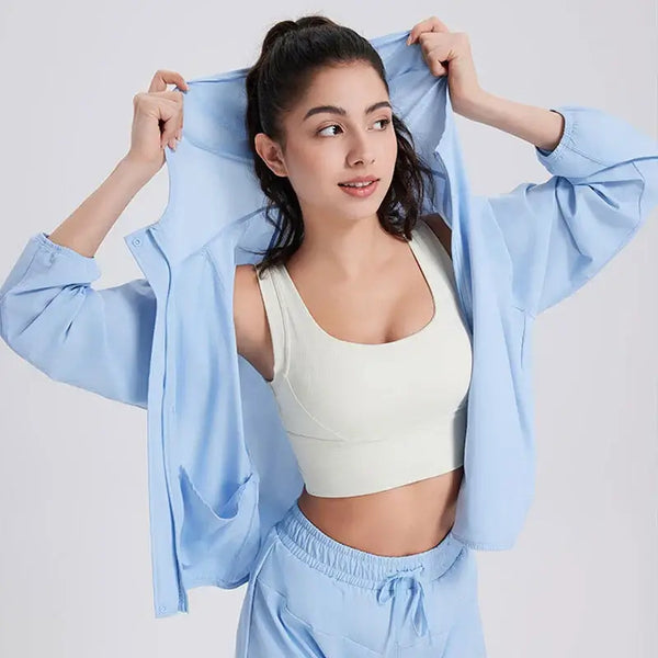 Women's Anti-UV Running Jacket - UPF50+ Quick Dry Hoodiewomen's outfits24 Hour Sport