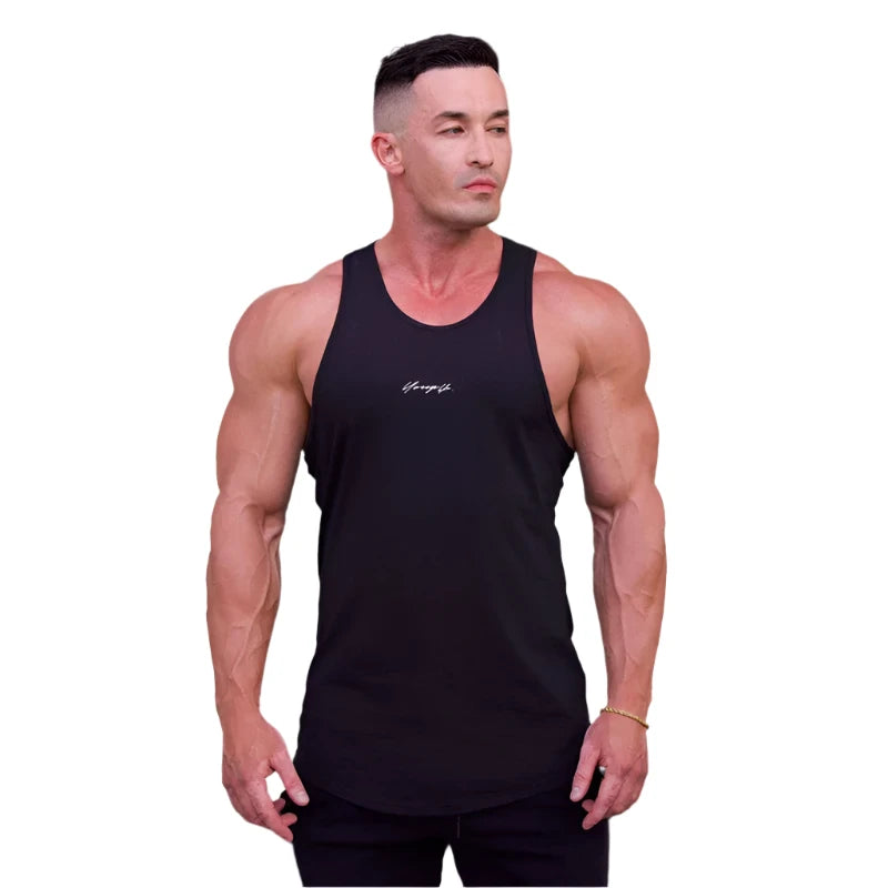 Printed Sleeveless T-Shirt for Men's Gym Workouts
